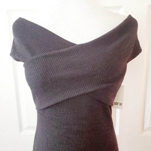 Bar III Ribbed Off The Shoulder Sweater Dress - Picture 3 of 5